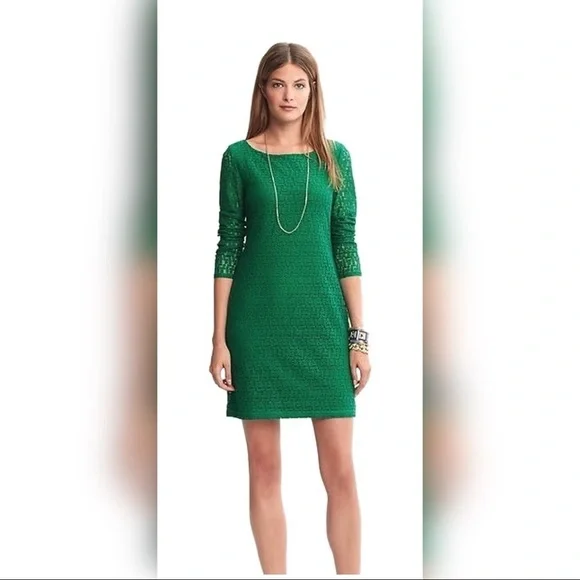 banana republic emerald green dress Emerald Green Silk-Blend Shift Dress